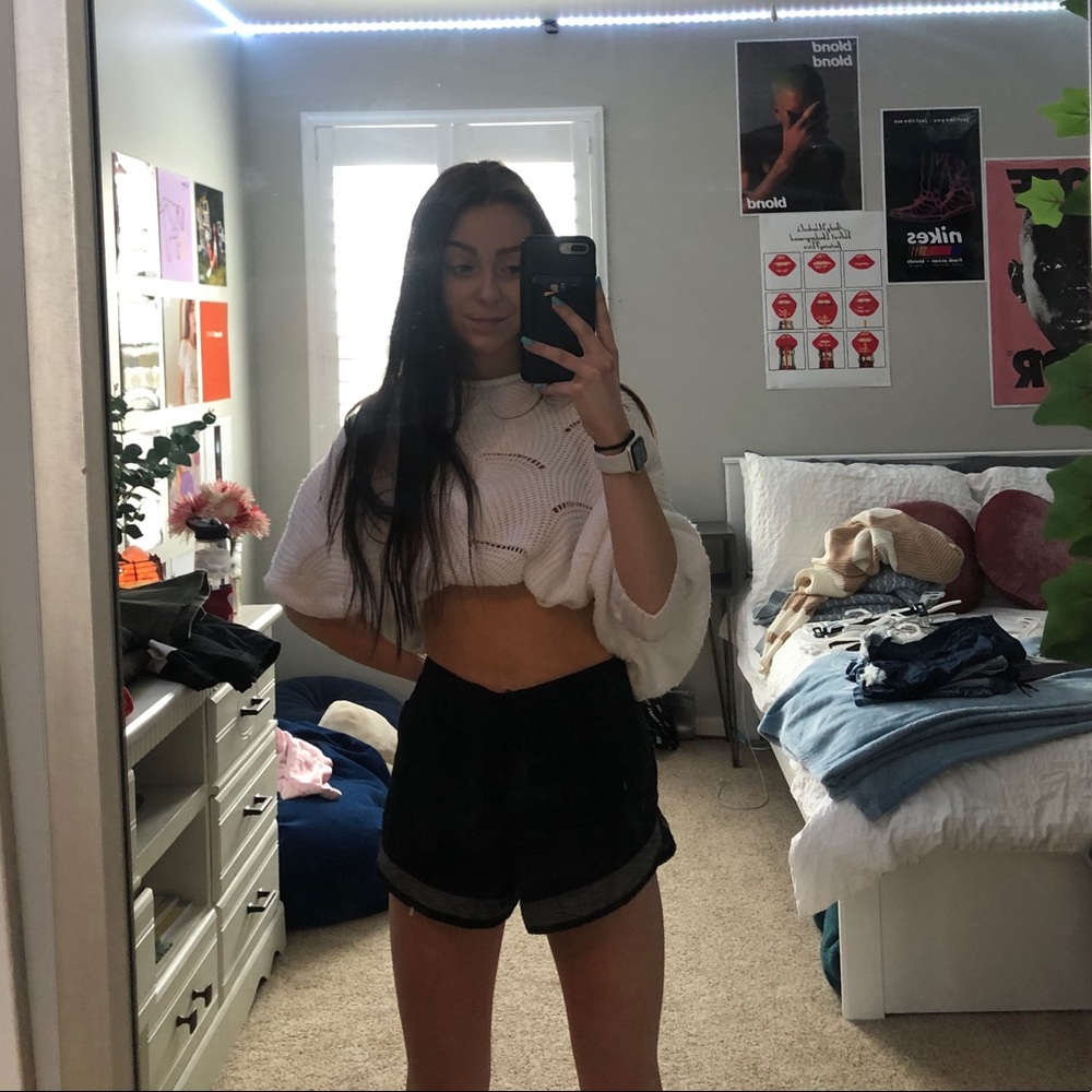 black and grey running shorts